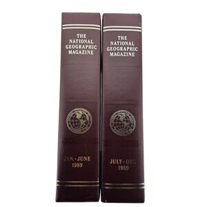 National Geographic‎ Magazine Slipcase Set 1989 Burgundy Good Vintage Holders